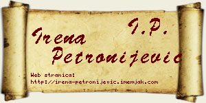 Irena Petronijević vizit kartica